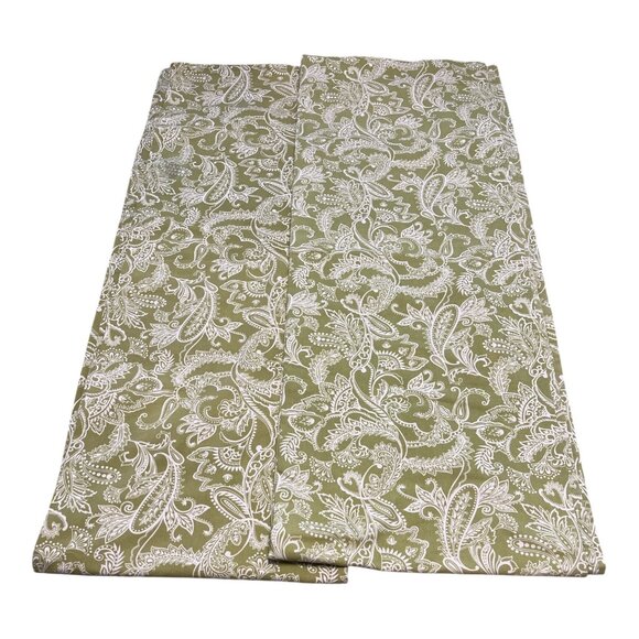 Ridgefield Home 100% Cotton Curtain Panels – Green & White Paisley Print – 80” x - Picture 1 of 9